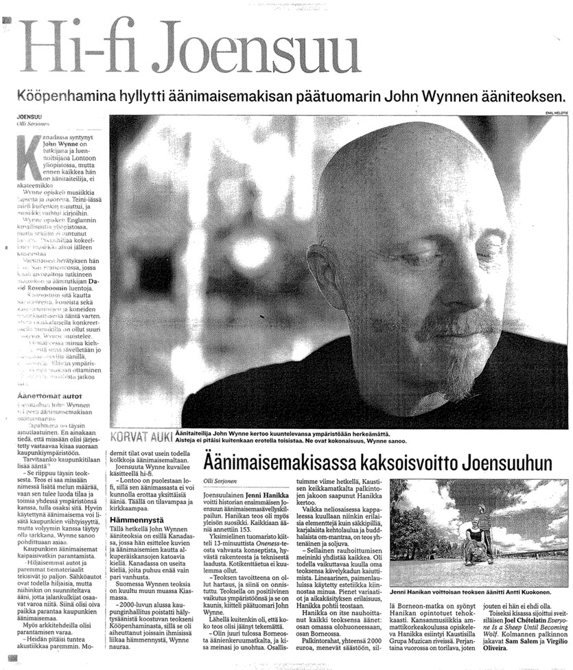Joensuu newspaper article